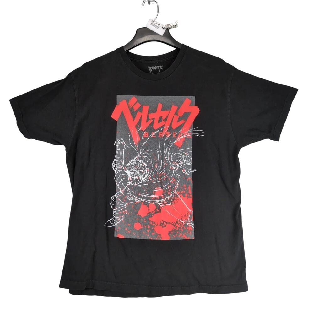 Berserk Anime Men's XL Graphic T-Shirt Short Sleeve Black Swordsman Guts Manga